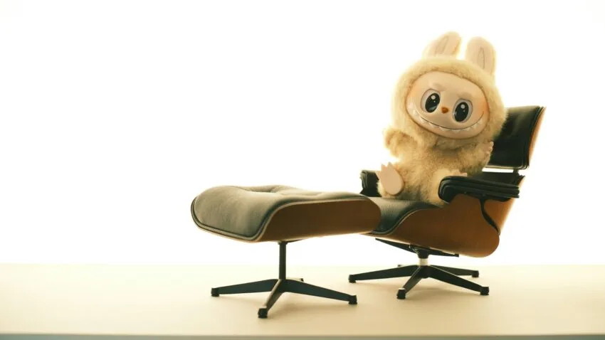 labubu sitting on chair