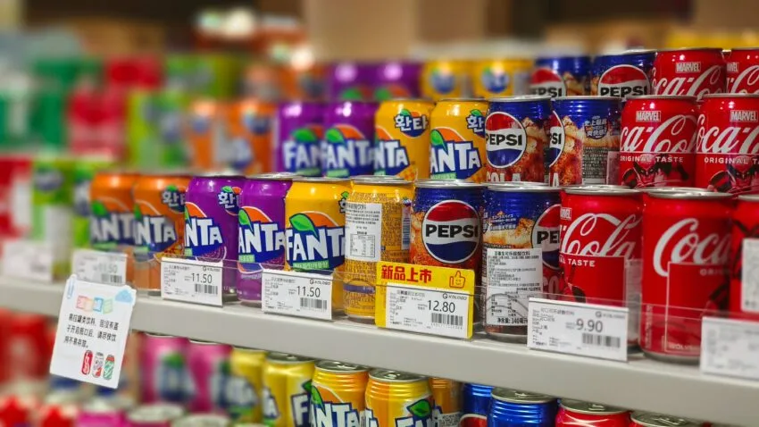 Supermarket shelves with different product prices illustrating price discrimination